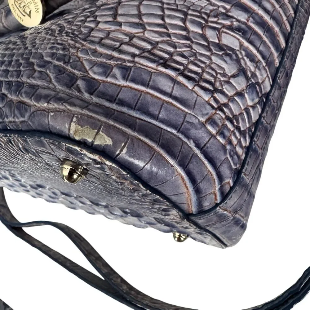 Brahmin Large Duxbury Dome Satchel Purple Ombre Shimmer‎ Croc Embossed Purse